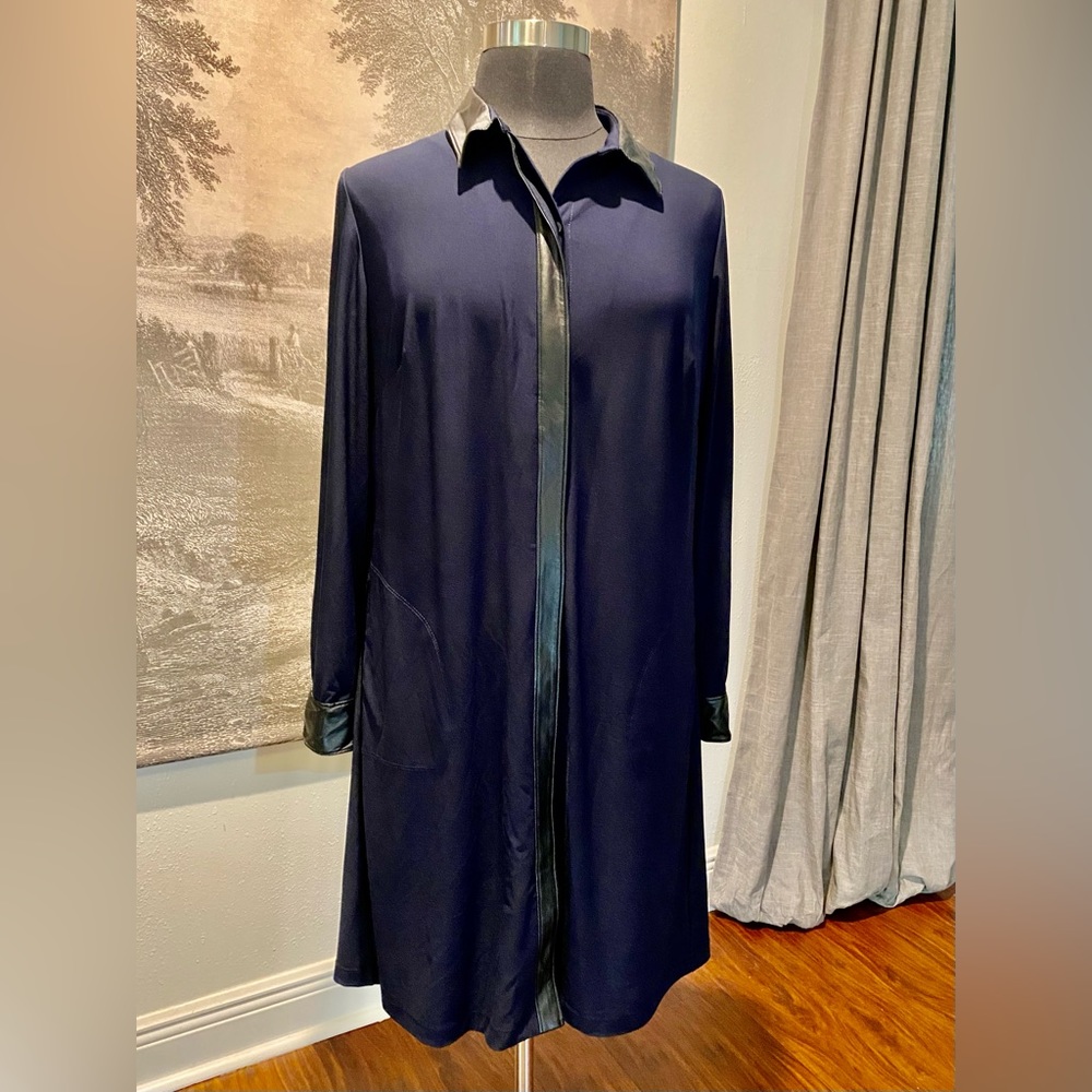 Lauren Ralph Lauren Navy Dress With  Faux Leather Accents